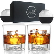 Whiskey Glasses Set of 2, Mountain Base Whisky Glass Scotch Bourbon G&T Tumblers