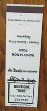 CLOTHING STORE MATCHBOOK COVER: BOUTIQUE UNIC (MONTREAL, QUEBEC) -G23