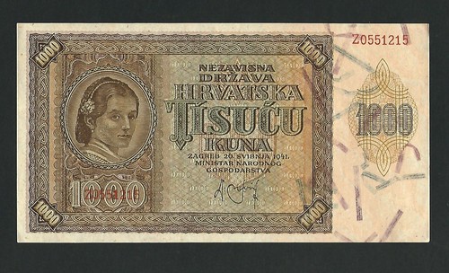 Croatia  - 1941, One Thousand  (1000) Kuna - Picture 1 of 2