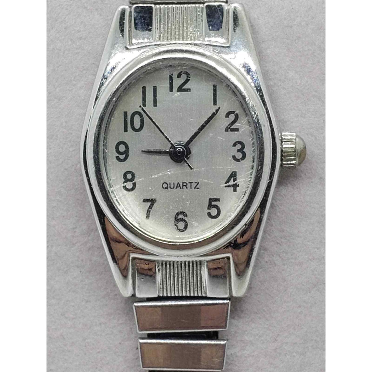 Women\'s small classic dress watch. White oval face with black accents Women main image 3