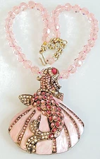DESIGNER HEIDI KS BEAUTY FROM THE SEA MERMAID NECKLACE PINK CRYSTALS HOT PINK RS