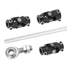 Steering Box 3 Black U Joint 36" Steel Steering Shaft + 3/4" Support Bearing GM