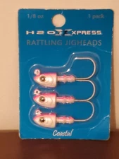 H2O Xpress Rattling Jigheads 1/8 oz 3-pack Coastal - Pearl / Pink Back