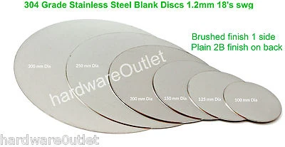 SGS STAINLESS STEEL BLANK DISC 1.2mm Grade 304 Laser Cut Round Sheet Plate