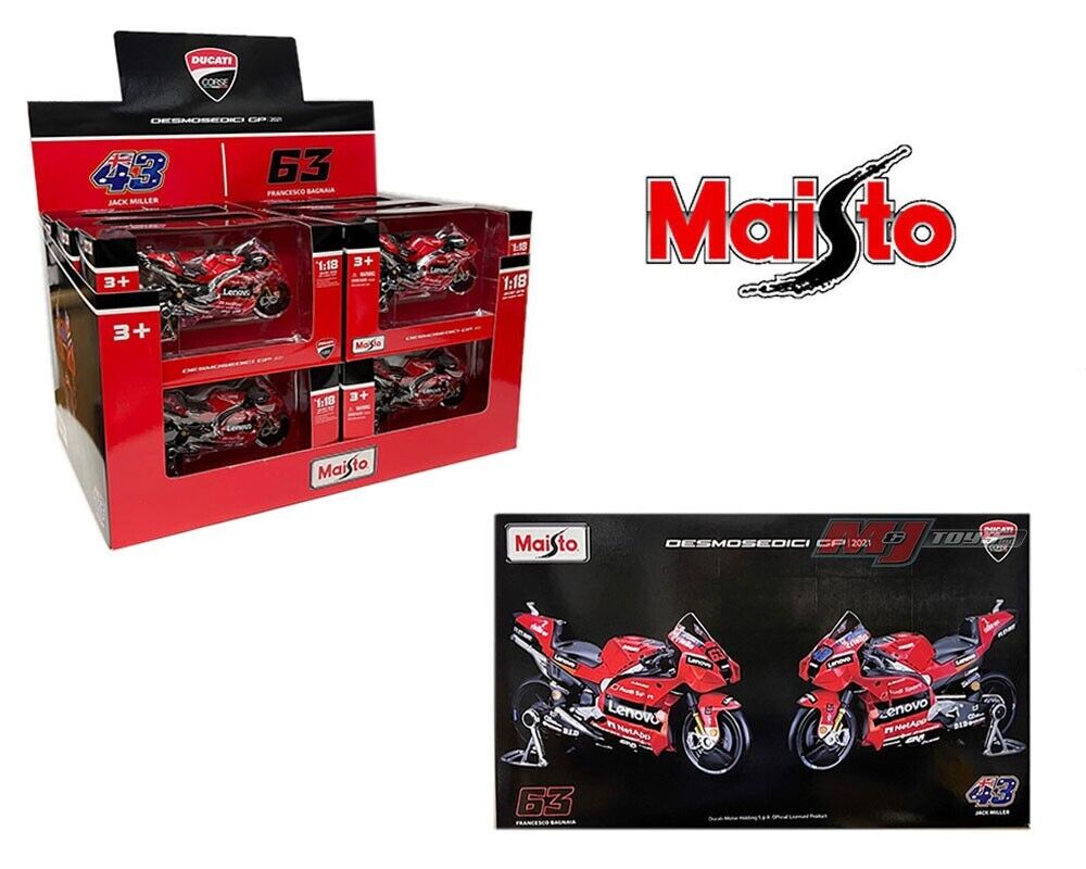 Maisto 1:18 NEW 2021 Ducati Lenovo Team #43 #63 Die Moto GP Racing casting  alloy motorcycle Model collection gift toy