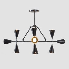 9 Luci Moderno Ottone Metà Secolo Sputnik Lampadario Sospeso Fissaggio Lampada