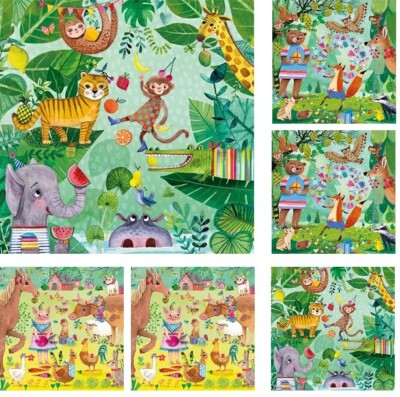 Mila Marquis*Postkarte*14x14*Tiere im Dschungel/Wald/Bauernhof*Grußkarte*2025