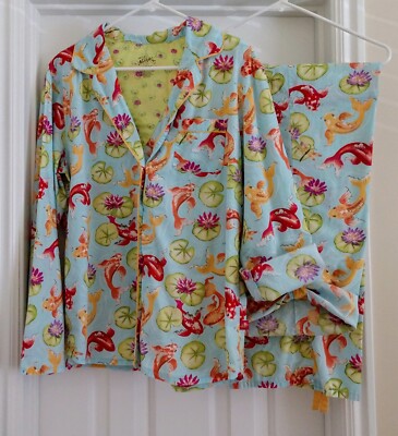 Nick and Nora HTF Fancy Koi 100% Cotton 3/4 Or Full Pajama Set XL