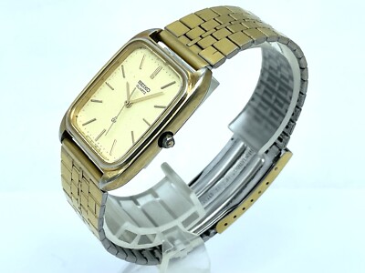 Vintage SEIKO Quartz Men's Watch SGP Gold case Rectangle