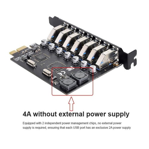 7 Ports PCI-E to USB 3.0 HUB PCI Express Expansion Adapter 5Gbps 5Gbps Card a - Afbeelding 8 van 11