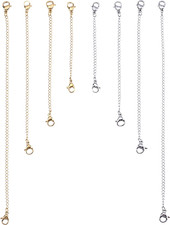 Stainless Steel Necklace Bracelet Extender Chain Set 8Pcs - 4 Gold, 4 Silver