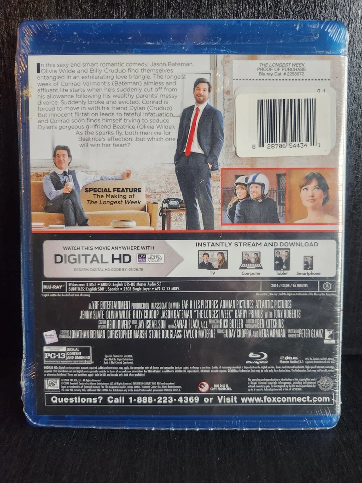 THE LONGEST WEEK BLU-RAY JASON BATEMAN OLIVIA WILDE NEW AND SEALED FREE SHIPPING Foto 2 de 3