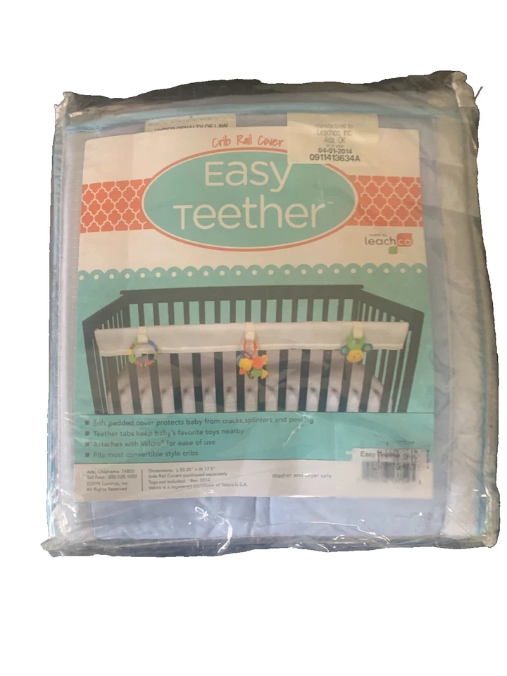 Baby Crib Rail Cover (Easy Teether by Leacho inc.) XL Baby Blue HUGE DISCOUNT - Image 4 of 4