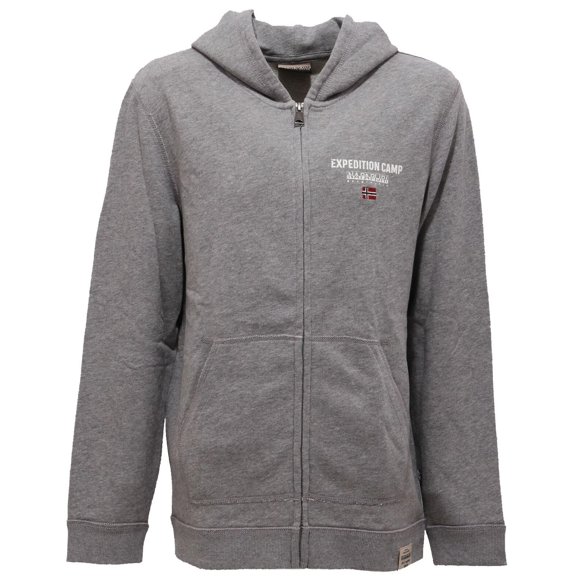 2403AB BOY NAPAPIJRI full zip grey cotton hoodie sweatshirt baby sweatshirt