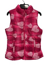 Old Navy Heart Pattern Puffer Vest Girls XL Pink Acrylic Warm Winter Barbiecore