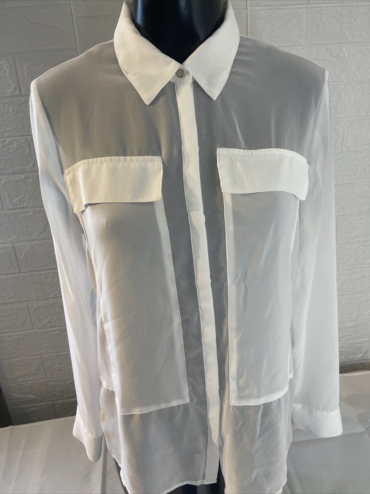 Express Button Down Blouse See Through Size S  (a… - image 2