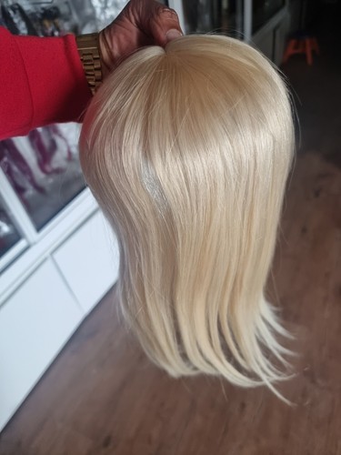 16INCH EUROPEAN HUMAN HAIR 6x6 SILK BASE TOPPER BLONDE 613# STRAIGHT CLIPS 12A - Picture 2 of 6