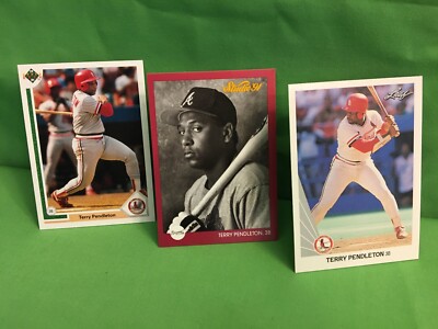 TERRY PENDLETON, three different cards, 1991 Studio, Upper Deck, Leaf