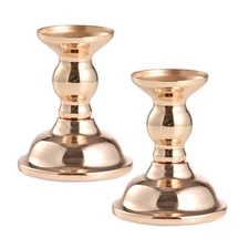 2PCS Taper & Pillar Candle Holders Set, Gold Vintage Candlesticks for 3/4 Inc...