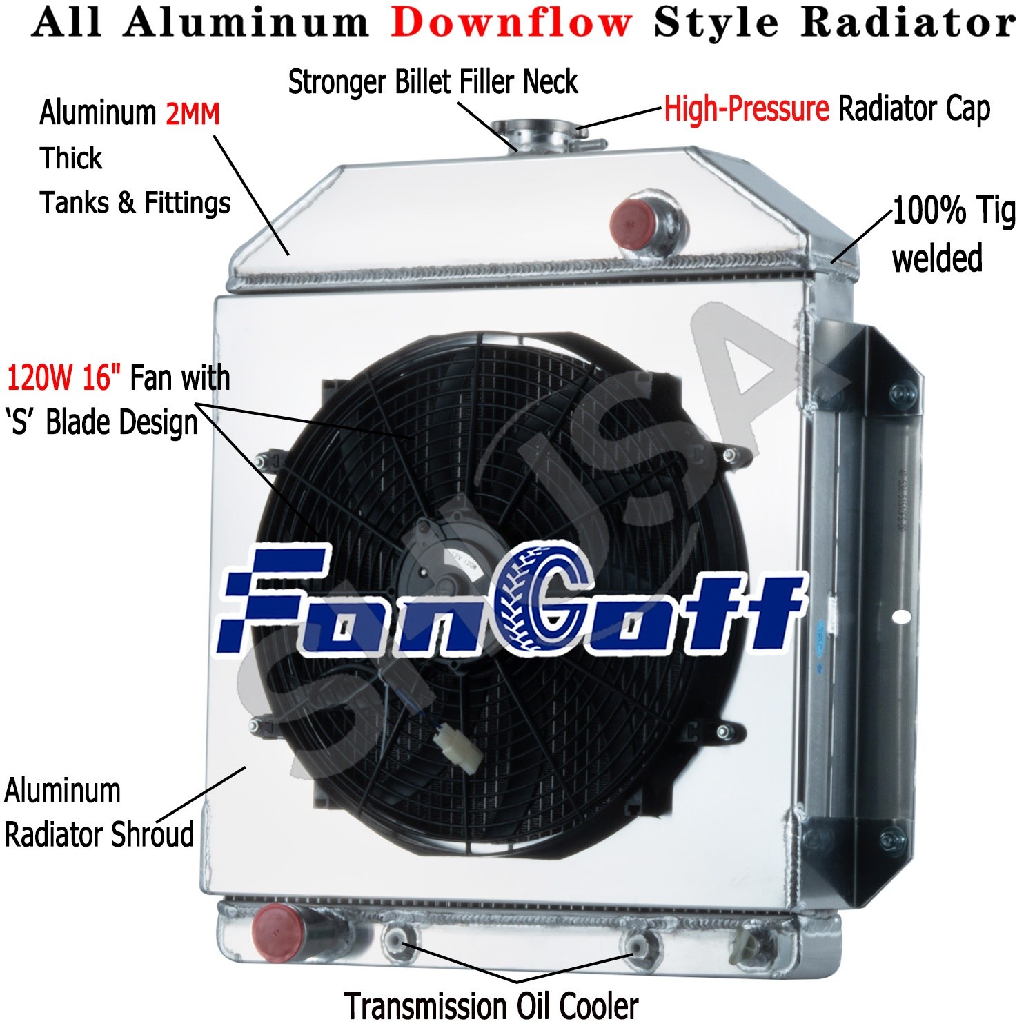4 Row Radiator Shroud Fan fit 1950-1953 1951 Ford Country Sedan Ford V8 Engine