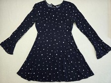 Forever 21 Navy Blue Star Celestial Print Long Sleeve Mini Dress Size M Keyhole