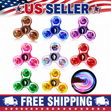 LED Light Up Glow in the Dark Fidget Spinner Toy Rainbow Finger Toy