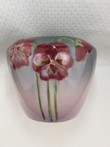 Vintage Weller Pottery  Pink Flowers Design Vase/ Planter