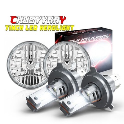 For GMC C15 C25 C35 75-1978 2X Round LED Headlights Hi-Lo Beam DRL Angel Eyes