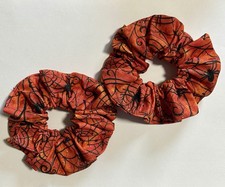 Pack Of 2 Black Orange GlitterHalloween Handmade Cotton Medium Hair Scrunchies