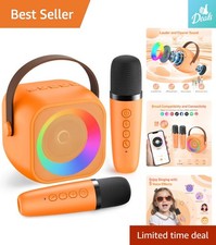 Bluetooth Karaoke Machine for Kids  Adults - 2 Mics, Lights  Fun Voice Effects