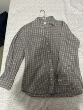 Peter Millar Mens L Large Long Sleeve Red Black Plaid Dress Shirt