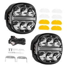 2x5 Inch 60W Round LED Off Road Lights 6000LM with DRL, 7 Modes, 60.0