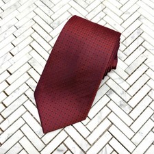 Claiborne Men's 100 Silk Tie - Red Geometric Pattern
