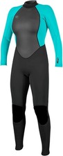 O'Neill Womens 4 Reactor-2 3mm Back Zip Full Fullsuit Teal Black Wetsuit AB725
