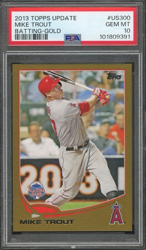 Mike Trout [Batting Gold] #US300 2013 Topps Update card