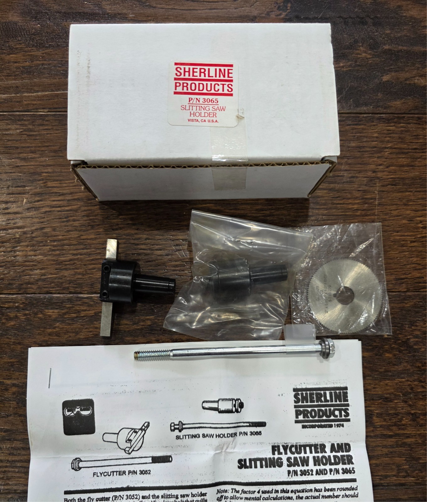 Sherline No. 3052 Fly Cutter & 3065 slitting saw with instructions. New