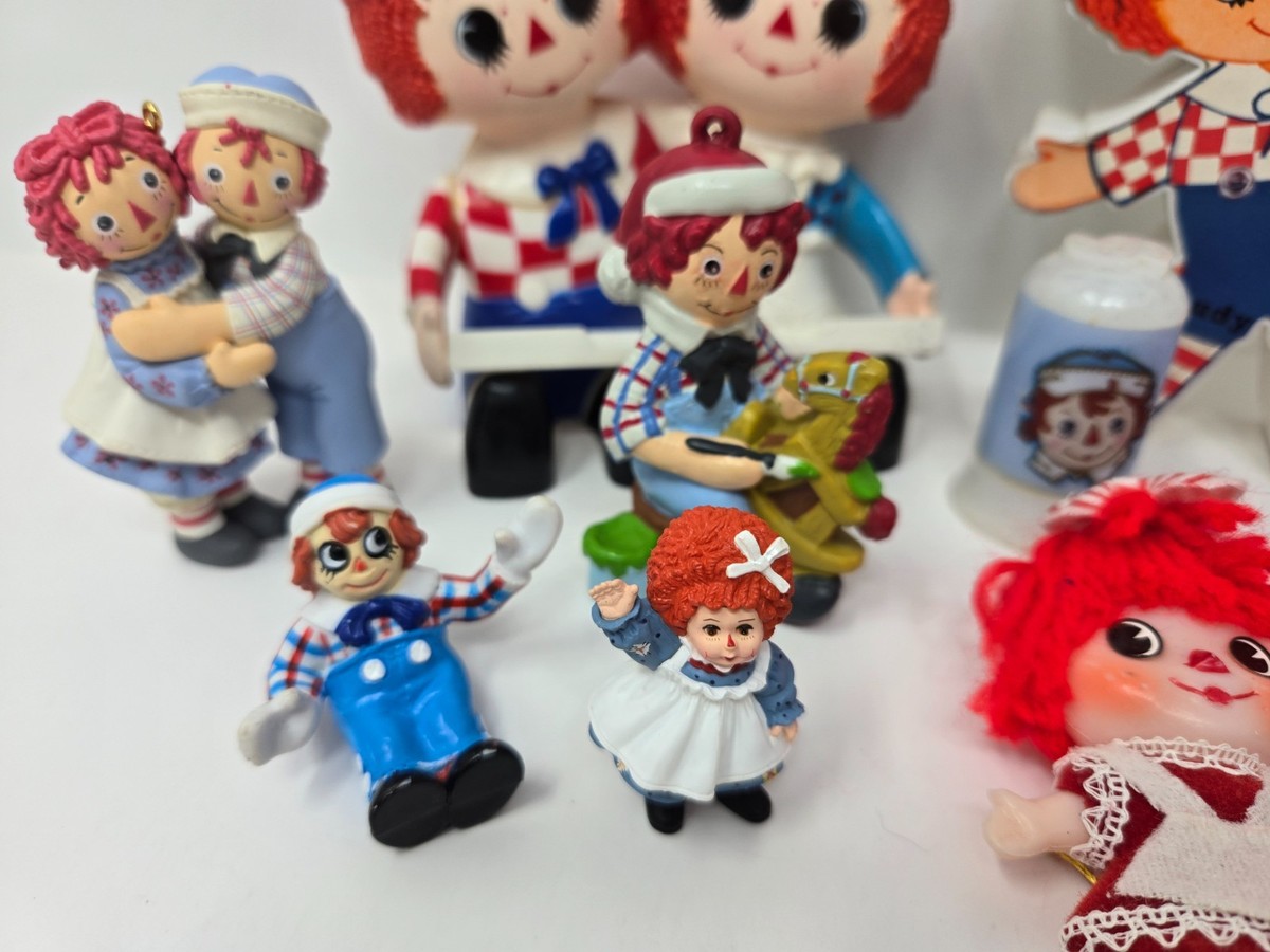 Mixed Item LOT Vintage Raggedy Ann & Andy Collectibles Plush Doll