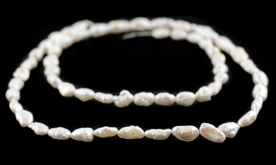 10 Strand Bundle: Vintage Japanese Rice Pearl Beads 5mm White Oval - Image 2 of 4