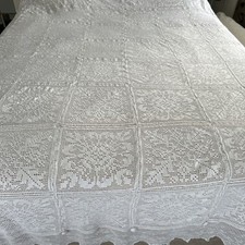 Antique Crochet Lace Bedspread / Tablecloth / Curtain Fabric