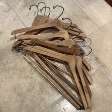 Set of 9 Vintage Batts  Wishbone Wooden Suit Hangers 17  across base