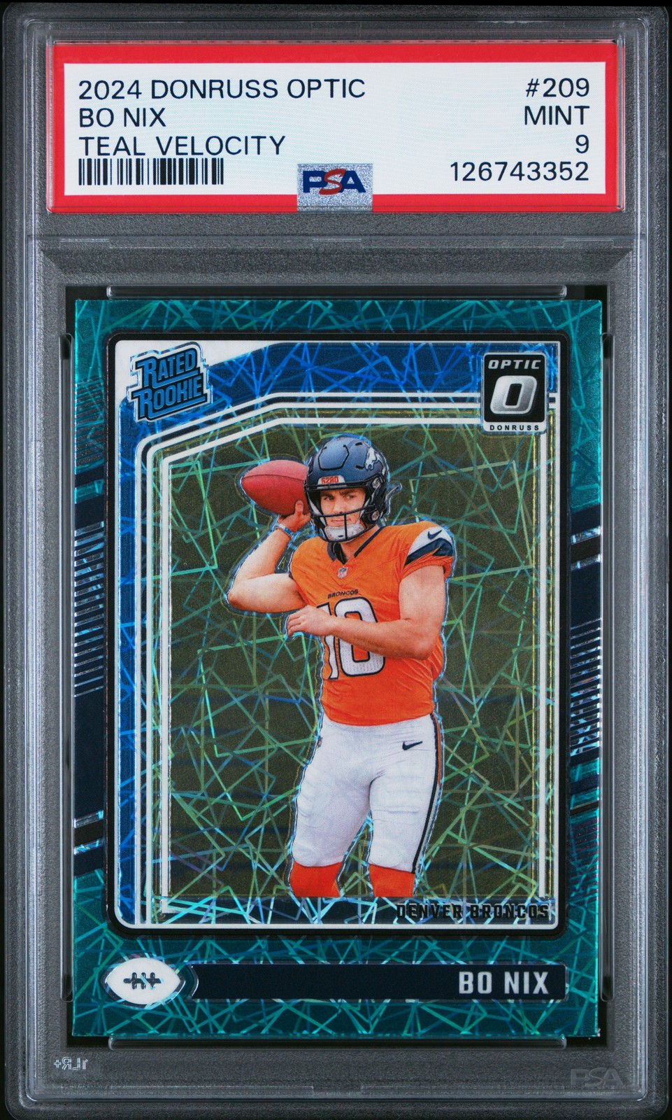 2024 PANINI DONRUSS OPTIC TEAL VELOCITY #209 BO NIX PSA 9
