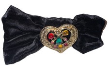 Vtg Strawbridge  Clothier Hair Bow Clip - Made in Italy/France - Jeweled Heart