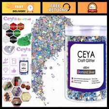 Holographic Chunky Glitter 1 LB Silver Laser Diamond Craft Glitter for Resin, Tu