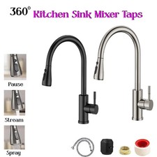 Modern 360° Swivel Kitchen Mixer Tap Pull-Out Spray Spout Single Lever Mono Sink
