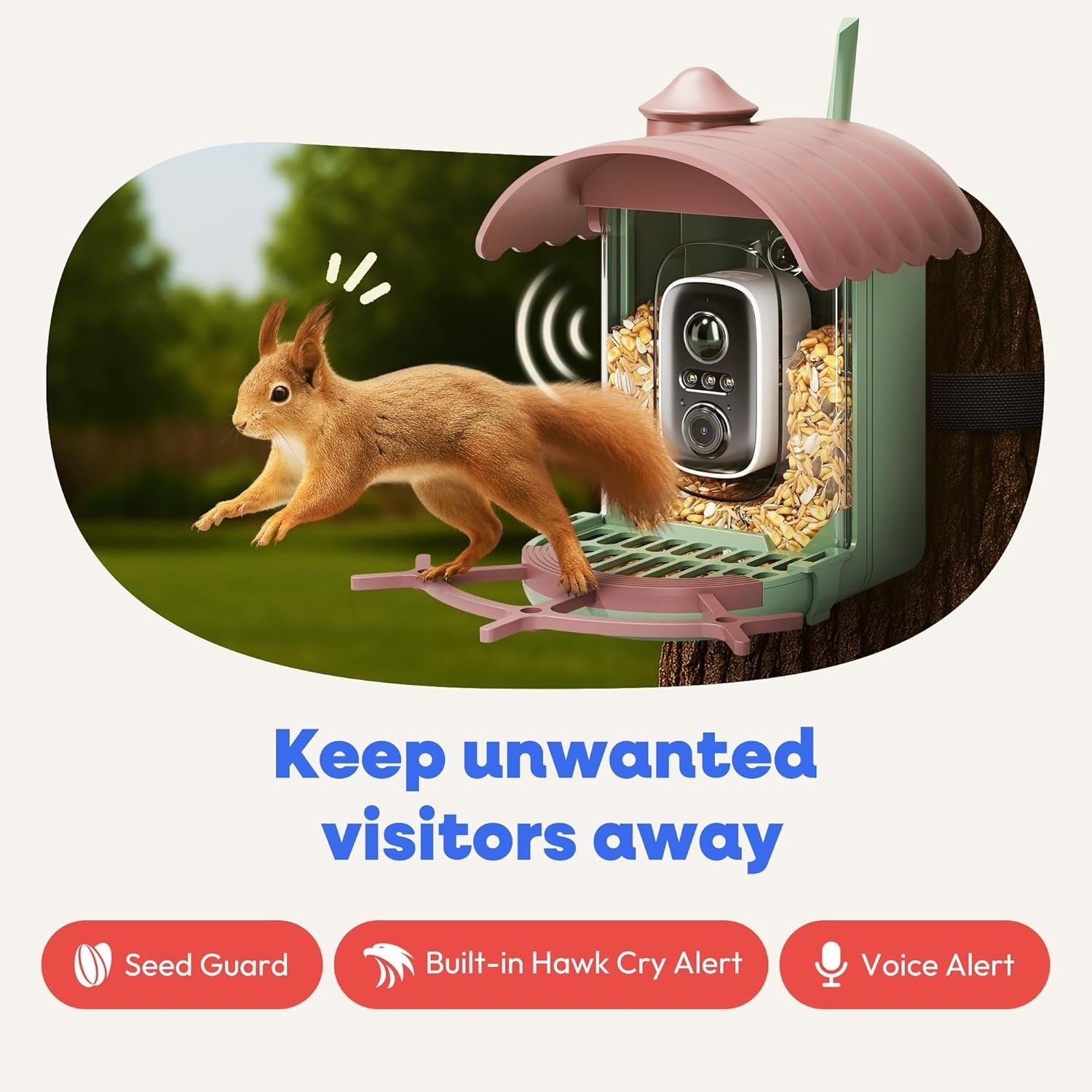 Smart Bird Feeder With Camera Solar Powered Two-Way Audio-Dual Lens