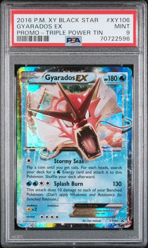 2016 POKEMON XY BLACK STAR PROMO TRIPLE POWER TIN #XY106 GYARADOS EX PSA 9