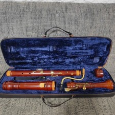 YAMAHA YRB-42 Wooden Bass Recorder Used with Bocal, Case