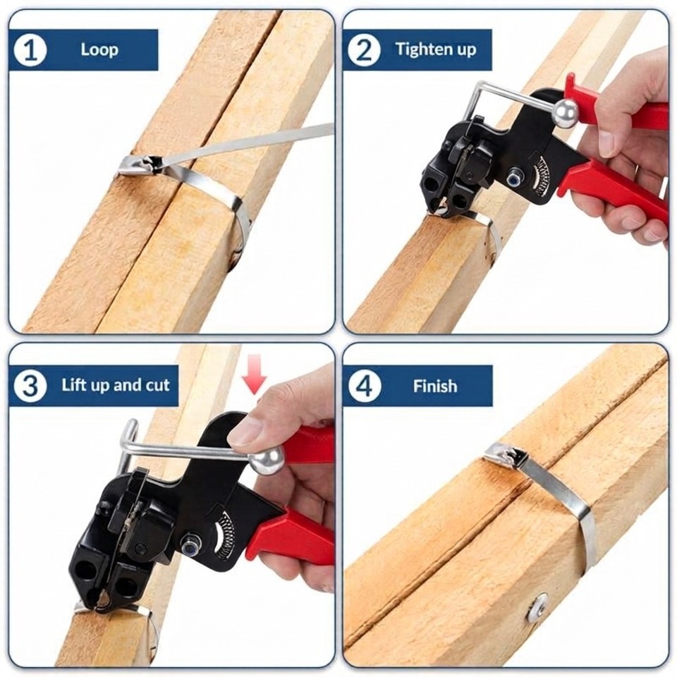 Stainless Steel Cable Tie Gun Set – Heavy Duty Metal Zip Tie Tool Kit ...