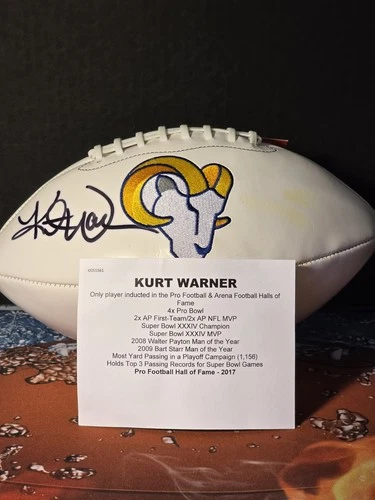 Kurt Warner Autographed Football Beckett Cert WP62651 HOF 2017 Arena And NFL
