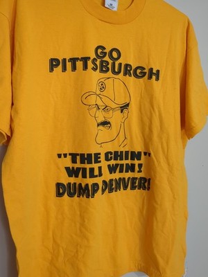 Vintage Bill Cowher Pittsburgh Steelers Shirt The Chin Will Win XL Yellow Funny